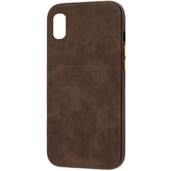 Шкіряний чохол Croco Leather для Apple iPhone X / XS (5.8"), brown
