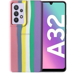 Чехол Silicone Cover Full Rainbow для Samsung Galaxy A32 4G Розовый / Сиреневый