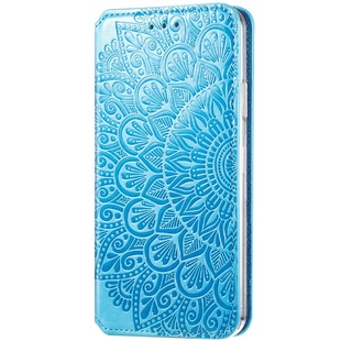 Кожаный чехол книжка GETMAN Mandala (PU) для Xiaomi Redmi Note 10 / Note 10s Синий