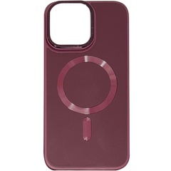 Кожаный чехол Bonbon Leather Metal Style with MagSafe для Apple iPhone 15 Pro (6.1") Бордовый / Plum