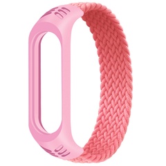Тканинний монобраслет Braided Solo Loop для Xiaomi Mi Band 3/4/5/6 (S), Розовый