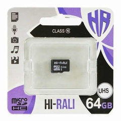 Карта памяти Hi-Rali microSDXC (UHS-1) 64 GB Card Class 10 без адаптера Черный