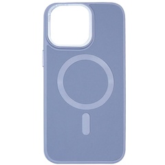 Кожаный чехол Bonbon Leather Metal Style with MagSafe для Apple iPhone 15 Pro (6.1") Голубой / Mist blue
