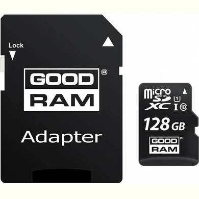 Карта пам'яті GoodRam microSDXC UHS-1 128 GB Class 10 + SD adapter, Чорний