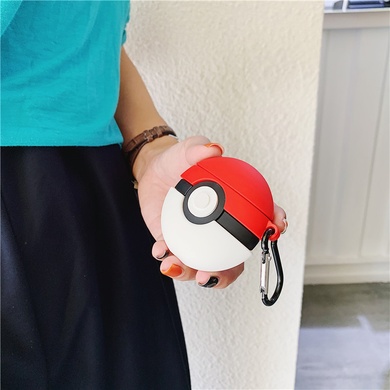 Силиконовый футляр Pokemon series для наушников AirPods Pro + кольцо Покебол/Красно-белый