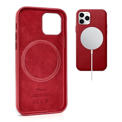 Кожаный чехол Leather Case (AAA) with MagSafe для Apple iPhone 12 Pro Max (6.7") Red