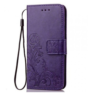 Кожаный чехол (книжка) Four-leaf Clover с визитницей для Xiaomi Pocophone F2, Фиолетовый