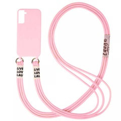Чехол Cord case c длинным цветным ремешком для Samsung Galaxy S22+ Розовый / Light pink