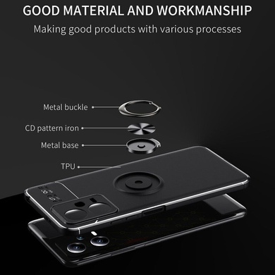 TPU чохол Deen ColorRing під магнітний тримач (opp) для Xiaomi Poco X5 5G / Note 12 5G, Черный / Черный