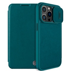 Кожаный чехол (книжка) Nillkin Qin Pro Plain Camshield для Apple iPhone 14 Pro (6.1") Зеленый