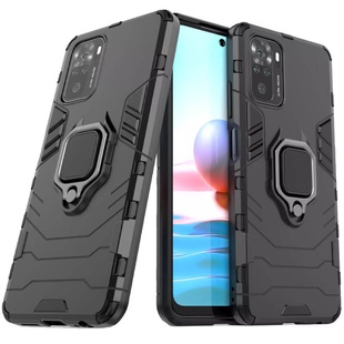 Ударопрочный чехол Transformer Ring for Magnet для Xiaomi Redmi Note 10 / Note 10s Черный / Soul Black