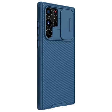 Карбонова накладка Nillkin Camshield (шторка на камеру) Samsung Galaxy S22 Ultra, Синій / Blue