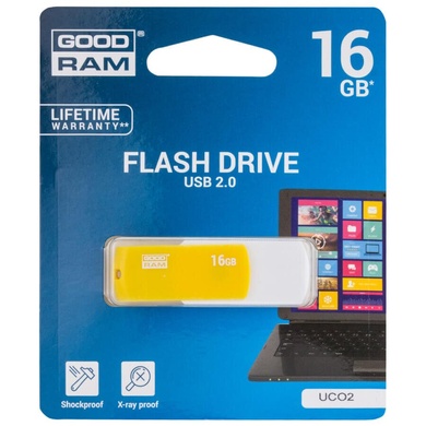 Флеш накопитель USB 16GB GOODRAM UCO2 (UCO2-0160MXR11), Белый / Желтый