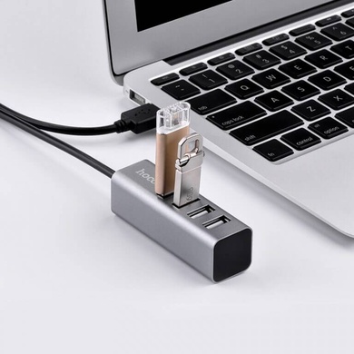 Перехідник HUB Hoco HB1 USB to USB 2.0 (4 port) (1m), Сірий