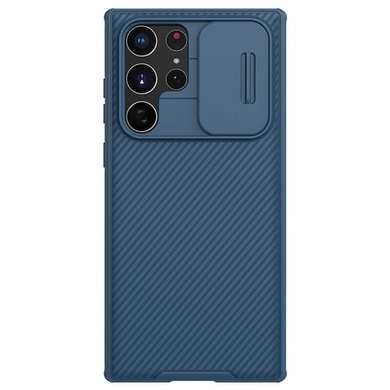 Карбоновая накладка Nillkin Camshield (шторка на камеру) для Samsung Galaxy S22 Ultra Синий / Blue
