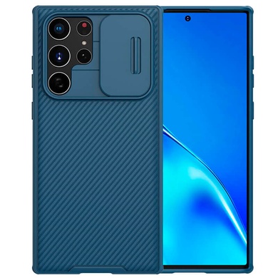 Карбонова накладка Nillkin Camshield (шторка на камеру) Samsung Galaxy S22 Ultra, Синій / Blue