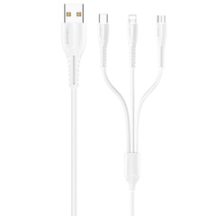 Дата кабель Usams US-SJ367 U35 3in1 USB to Combo 2A (1m), Белый