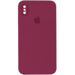 Чехол Silicone Case Square Full Camera Protective (AA) для Apple iPhone XS Max (6.5") Бордовый / Plum