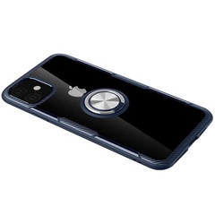 TPU+PC чохол Deen CrystalRing for Magnet (opp) для Apple iPhone 11 (6.1"), Безбарвний / Темно-синій