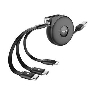 Дата кабель Hoco U50 3in1 Lightning-microUSB-Type-C (1m), Чорний