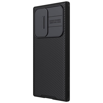 Карбонова накладка Nillkin Camshield (шторка на камеру) Samsung Galaxy S22 Ultra, Чорний / Black