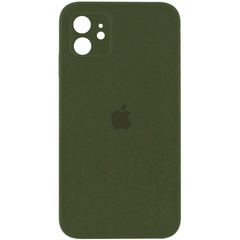 Чохол Silicone Case Square Full Camera Protective (AA) для Apple iPhone 11 (6.1 "), Зеленый / Dark Olive