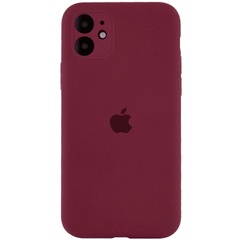 Чехол Silicone Case Full Camera Protective (AA) для Apple iPhone 12 (6.1") Бордовый / Plum