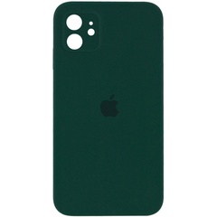 Чехол Silicone Case Square Full Camera Protective (AA) для Apple iPhone 11 (6.1") Зеленый / Dark green