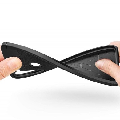 TPU чехол фактурный (с имитацией кожи) для Samsung Galaxy A21, Черный