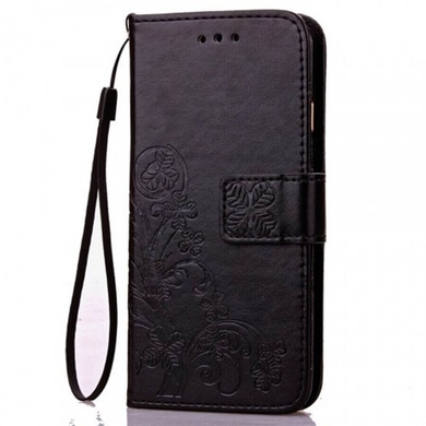 Кожаный чехол (книжка) Four-leaf Clover с визитницей для Huawei Honor 20S, Черный