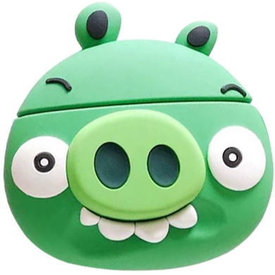 Силиконовый футляр Angry Birds series для наушников AirPods, Зеленый