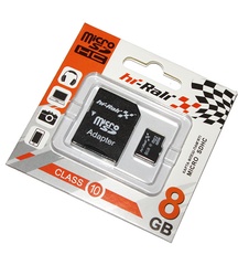 Карта памяти Hi-Rali microSDHC 8 GB Card Class 10 + SD adapter Черный