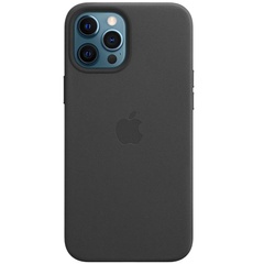 Шкіряний чохол Leather Case (AAA) with MagSafe and Animation для Apple iPhone 12 Pro Max (6.7"), Black