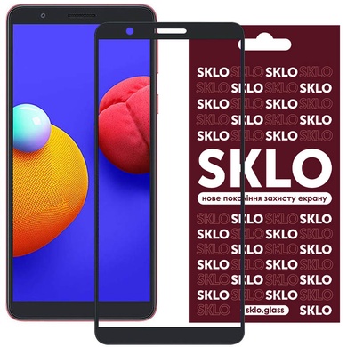 Захисне скло SKLO 3D (full glue) для Samsung Galaxy M01 Core / A01 Core, Чорний