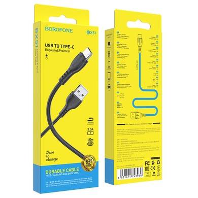 Дата кабель Borofone BX51 Triumph USB to Type-C (1m) Черный