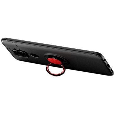 TPU чохол Deen ColorRing під магнітний тримач (opp) для Xiaomi Redmi Note 9 / Redmi 10X, Черный / Красный