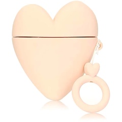 Силіконовий футляр Lucky Heart series для навушників AirPods 1/2 + кільце, Розовый