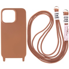 Чехол Cord case c длинным цветным ремешком для Apple iPhone 12 Pro Max (6.7") Коричневый