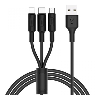 Дата кабель Hoco X25 "Soarer" 3in1 Lightning -MicroUSB-Type-C, Чорний