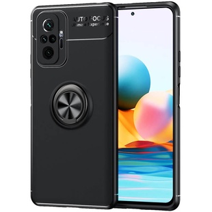 TPU чохол Deen ColorRing під магнітний тримач (opp) для Xiaomi Redmi Note 10 Pro / 10 Pro Max, Черный / Черный