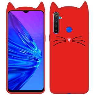 Силиконовая накладка 3D Cat для Realme 5, Красный