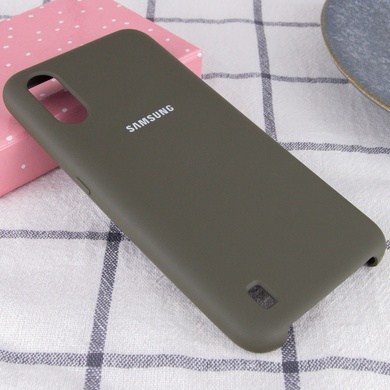 Чехол Silicone Cover (AA) для Samsung Galaxy A01 Оливковый / Olive
