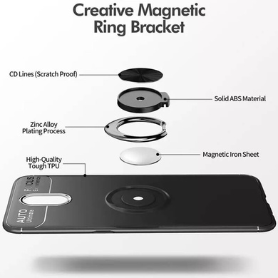 TPU чехол Deen ColorRing под магнитный держатель (opp) для OnePlus 7, Черный / Черный