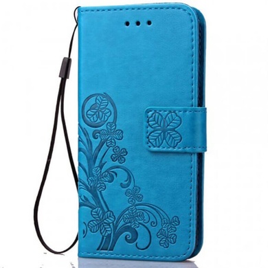 Кожаный чехол (книжка) Four-leaf Clover с визитницей для Huawei Honor 20 lite, Синий
