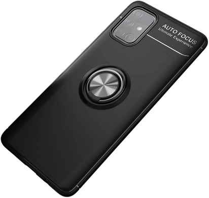 TPU чохол Deen ColorRing під магнітний тримач (opp) для Samsung Galaxy A52 4G / A52 5G / A52s, Черный / Черный