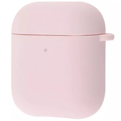 Силиконовый футляр для наушников Airpods 1/2 Slim + карабин Розовый / Pink Sand