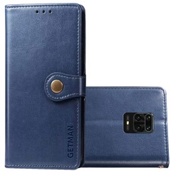 Кожаный чехол книжка GETMAN Gallant (PU) для Xiaomi Redmi Note 9s / Note 9 Pro / Note 9 Pro Max Синий