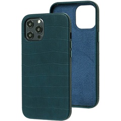 Кожаный чехол Croco Leather для Apple iPhone 12 Pro Max (6.7") Green
