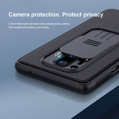 Карбонова накладка Nillkin Camshield (шторка на камеру) для OnePlus 8 Pro, Чорний / Black