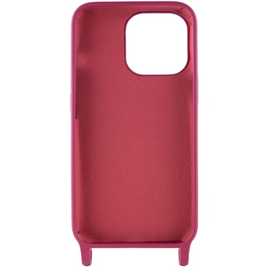Чехол Cord case c длинным цветным ремешком для Apple iPhone 12 Pro Max (6.7") Красный / Rose Red